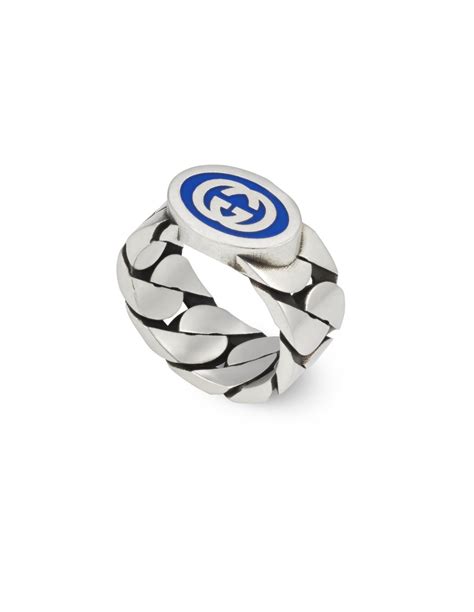 Anello Gucci Interlocking in Argento con Doppia G .